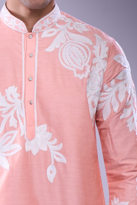 Arihant Rai Sinha Pink Polyester, Silk Embroidery Floral Aari Kurta Set Online at Aza Fashions Arihant Rai Sinha_Pink Polyester, Silk Embroidery Floral Aari Kurta Set _Online_at_Aza_Fashions