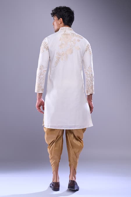 Shop Arihant Rai Sinha Cream Polyester, Silk Embroidery Floral Aari Kurta Set at Aza Fashions Shop_Arihant Rai Sinha_Cream Polyester, Silk Embroidery Floral Aari Kurta Set _at_Aza_Fashions