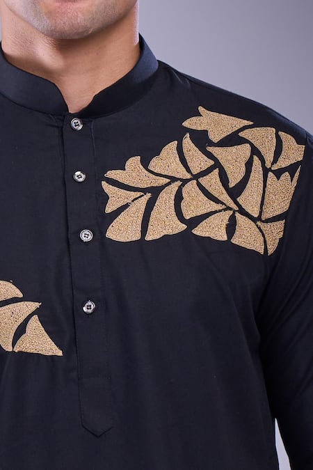 Arihant Rai Sinha Black Cotton, Silk Embroidery Abstract Kurta And Patiala Pant Online at Aza Fashions Arihant Rai Sinha_Black Cotton, Silk Embroidery Abstract Kurta And Patiala Pant _Online_at_Aza_Fashions