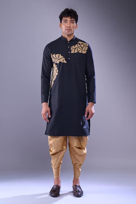 Shop Arihant Rai Sinha Black Cotton, Silk Embroidery Abstract Kurta And Patiala Pant Online at Aza Fashions Shop_Arihant Rai Sinha_Black Cotton, Silk Embroidery Abstract Kurta And Patiala Pant _Online_at_Aza_Fashions