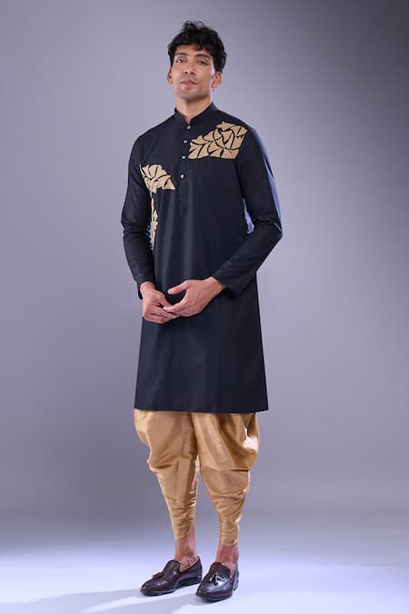 Arihant Rai Sinha Black Cotton, Silk Embroidery Abstract Kurta And Patiala Pant at Aza Fashions Arihant Rai Sinha_Black Cotton, Silk Embroidery Abstract Kurta And Patiala Pant _at_Aza_Fashions