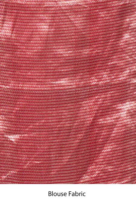 Buy Mint N Oranges Red Silk Embroidery Round Neck Handwoven Banarasi Saree Buy_Mint N Oranges_Red Silk Embroidery Round Neck Handwoven Banarasi Saree