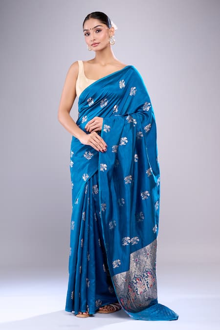 Mint N Oranges Bird Woven Butta Saree 