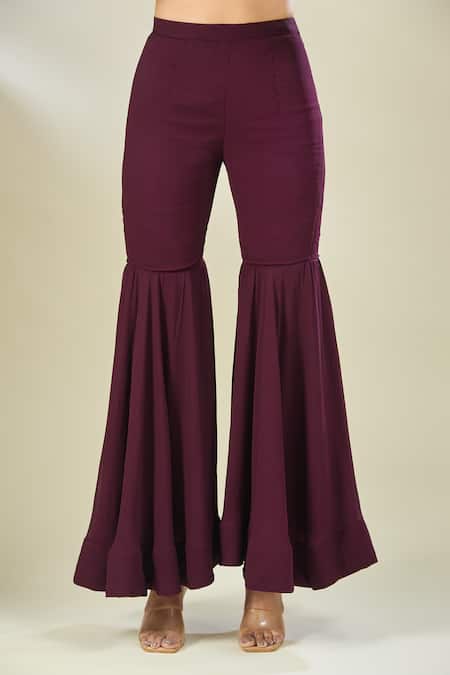 Buy Mehak Murpana Wine Georgette, Silk Sequins, Beads, Cut Work, Embroidered Jacket Sharara Set Online at Aza Fashions Buy_Mehak Murpana_Wine Georgette, Silk Sequins, Beads, Cut Work, Embroidered Jacket Sharara Set _Online_at_Aza_Fashions