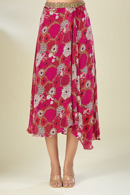 Mehak Murpana Pink Crepe, Georgette Sequins, Beads, Embroidery Floral Skirt Set Online at Aza Fashions Mehak Murpana_Pink Crepe, Georgette Sequins, Beads, Embroidery Floral Skirt Set _Online_at_Aza_Fashions