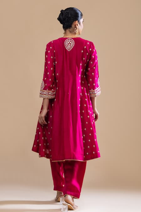 Label Radini Kashmiri Tilla Bloom Embroidered Choga Set 