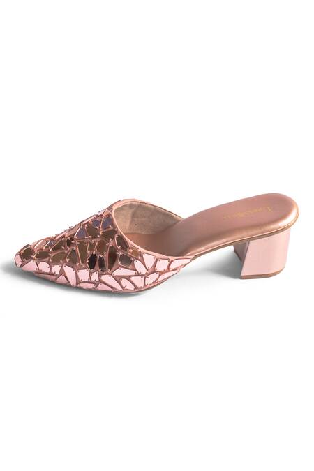 Urbansway_Rose Gold Mirrors Mosaic Mules _Online_at_Aza_Fashions