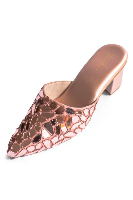 Buy_Urbansway_Rose Gold Mirrors Mosaic Mules _Online_at_Aza_Fashions