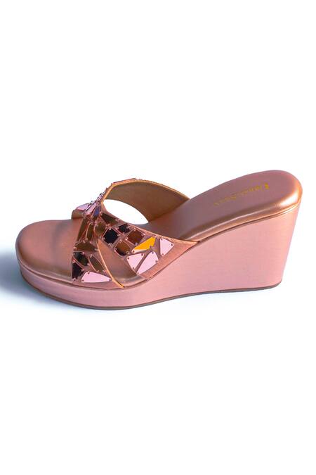 Urbansway_Rose Gold Mirrors Mosaic Criss Cross Wedges _Online_at_Aza_Fashions