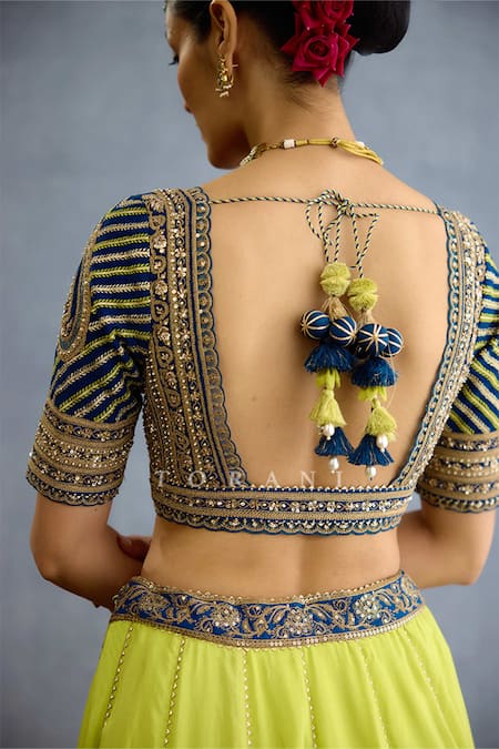 Buy Torani Green Organza, Muslin, Silk Pearls, Zari Gul Bloom Embroidered Lehenga Set Online at Aza Fashions Buy_Torani_Green Organza, Muslin, Silk Pearls, Zari Gul Bloom Embroidered Lehenga Set _Online_at_Aza_Fashions