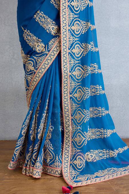 Buy Torani Multi Color Georgette Embroidery, Diamonds Sweetheart Neck Spade Vine Saree Set Online at Aza Fashions Buy_Torani_Multi Color Georgette Embroidery, Diamonds Sweetheart Neck Spade Vine Saree Set_Online_at_Aza_Fashions