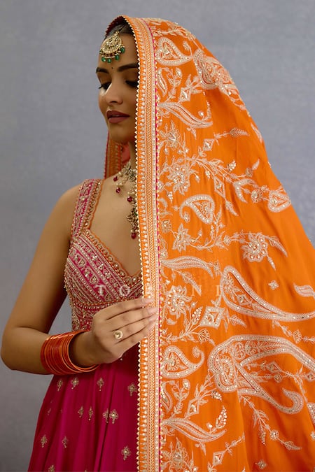 Torani Pink Muslin, Georgette Pearls, Zari, Embroidery Sweetheart Paisley Anarkali Set at Aza Fashions Torani_Pink Muslin, Georgette Pearls, Zari, Embroidery Sweetheart Paisley Anarkali Set _at_Aza_Fashions