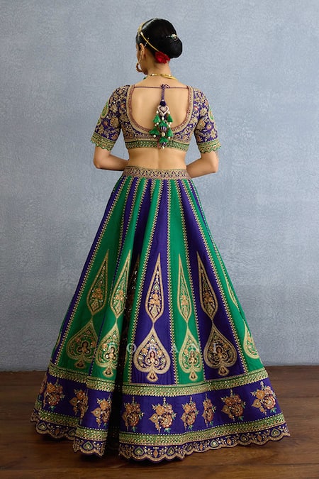 Torani Purple Green Embroidered Lehenga Set 