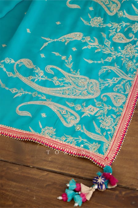 Torani Pink Muslin, Silk, Georgette, Chiffon Pearls, Diamonds, Lehenga Set With Dupatta Online at Aza Fashions Torani_Pink Muslin, Silk, Georgette, Chiffon Pearls, Diamonds, Lehenga Set With Dupatta _Online_at_Aza_Fashions