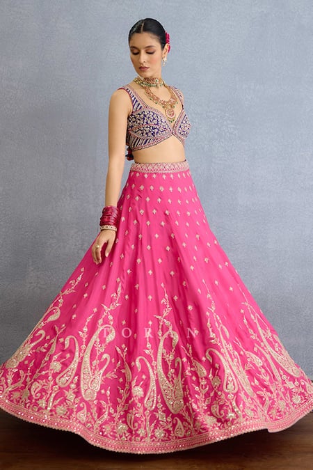 Buy Torani Pink Muslin, Silk, Georgette, Chiffon Pearls, Diamonds, Lehenga Set With Dupatta Online at Aza Fashions Buy_Torani_Pink Muslin, Silk, Georgette, Chiffon Pearls, Diamonds, Lehenga Set With Dupatta _Online_at_Aza_Fashions