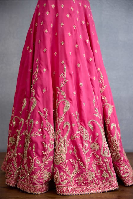 Shop Torani Pink Muslin, Silk, Georgette, Chiffon Pearls, Diamonds, Lehenga Set With Dupatta Online at Aza Fashions Shop_Torani_Pink Muslin, Silk, Georgette, Chiffon Pearls, Diamonds, Lehenga Set With Dupatta _Online_at_Aza_Fashions