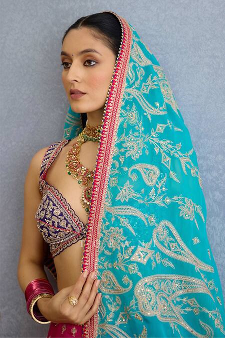 Buy Torani Pink Muslin, Silk, Georgette, Chiffon Pearls, Diamonds, Lehenga Set With Dupatta Buy_Torani_Pink Muslin, Silk, Georgette, Chiffon Pearls, Diamonds, Lehenga Set With Dupatta