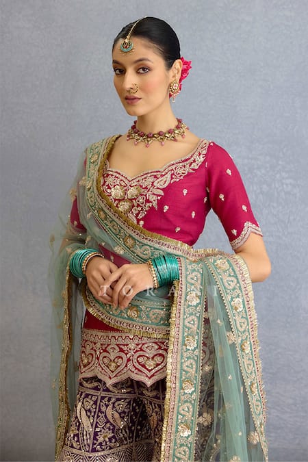 Buy_Torani_Pink Jersey, Silk, Net Pearls, Sequins, Dori Embroidered Kurta Sharara Set _Online_at_Aza_Fashions