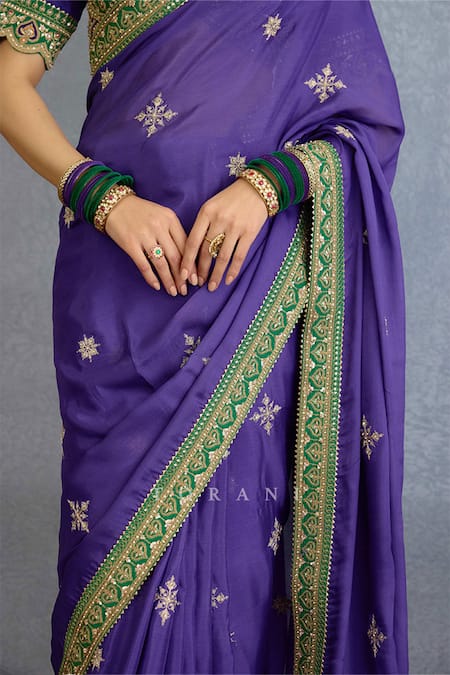 Buy Torani Purple Georgette, Chiffon Sequins, Diamonds, Floral Dabka Embroidered Saree Set Online at Aza Fashions Buy_Torani_Purple Georgette, Chiffon Sequins, Diamonds, Floral Dabka Embroidered Saree Set_Online_at_Aza_Fashions