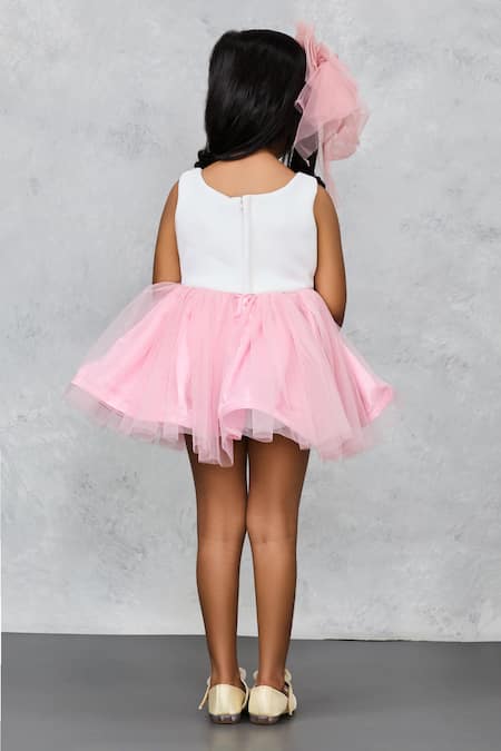 Pinkcow designs pvt ltd Pink Sequin Bloom Embroidered Dress 