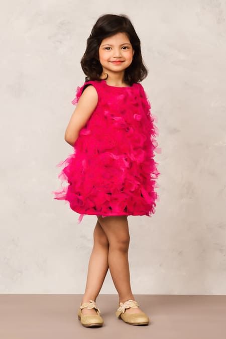 Shop Pinkcow designs pvt ltd Pink Net Hot Fluffy Tulle Dress Online at Aza Fashions Shop_Pinkcow designs pvt ltd_Pink Net Hot Fluffy Tulle Dress _Online_at_Aza_Fashions