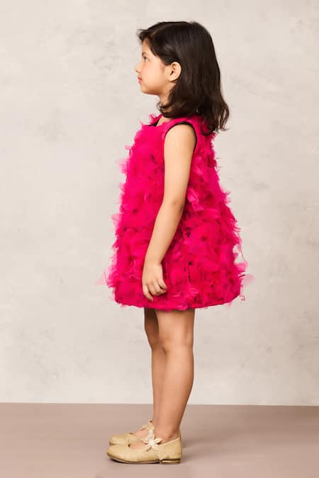 Pinkcow designs pvt ltd Pink Net Hot Fluffy Tulle Dress at Aza Fashions Pinkcow designs pvt ltd_Pink Net Hot Fluffy Tulle Dress _at_Aza_Fashions