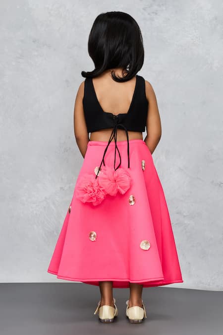 Pinkcow designs pvt ltd Gota Bloom Embroidered Lehenga Set 