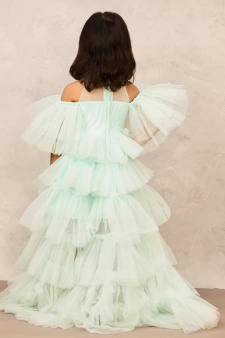 Pinkcow designs pvt ltd High Low Ruffle Tiered Gown 