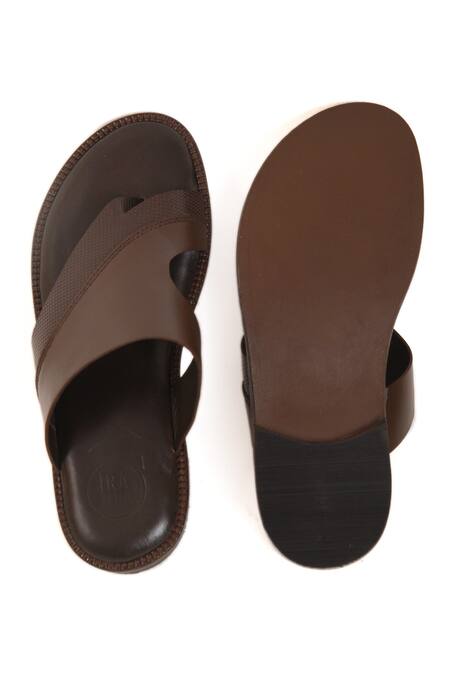 Buy_Irasoles_Brown Leather Walnut Single Strap Sandals
