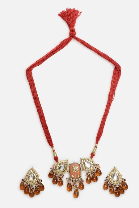 Buy Dugran By Dugristyle Multi Color Pearls, Stones Kundan Embellished Pendant Choker Set Online at Aza Fashions Buy_Dugran By Dugristyle_Multi Color Pearls, Stones Kundan Embellished Pendant Choker Set _Online_at_Aza_Fashions