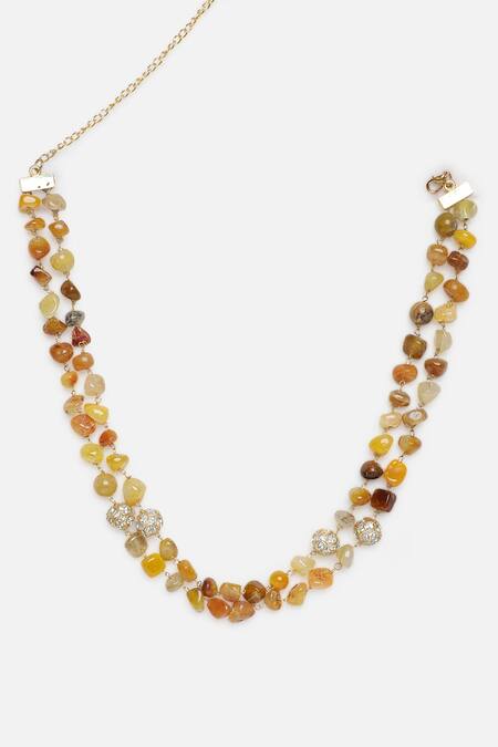Dugran By Dugristyle_Gold Plated Pearls, Stones Layered Necklace With _Online_at_Aza_Fashions