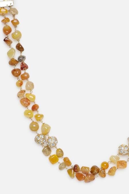 Buy_Dugran By Dugristyle_Gold Plated Pearls, Stones Layered Necklace With _Online_at_Aza_Fashions