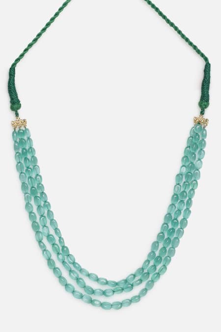 Buy_Dugran By Dugristyle_Gold Plated Natural Stone Embellished Layered Necklace _Online_at_Aza_Fashions