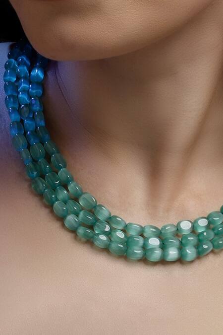 Shop_Dugran By Dugristyle_Gold Plated Natural Stone Embellished Layered Necklace _Online_at_Aza_Fashions