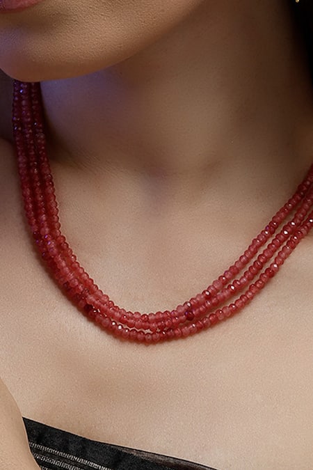 Buy_Dugran By Dugristyle_Gold Plated Layered Necklace With Natural Stones _Online_at_Aza_Fashions