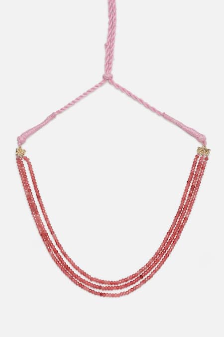 Shop_Dugran By Dugristyle_Gold Plated Layered Necklace With Natural Stones _Online_at_Aza_Fashions