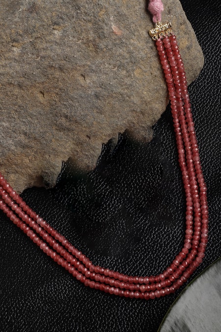 Dugran By Dugristyle Gold Plated Layered Necklace With Natural Stones 