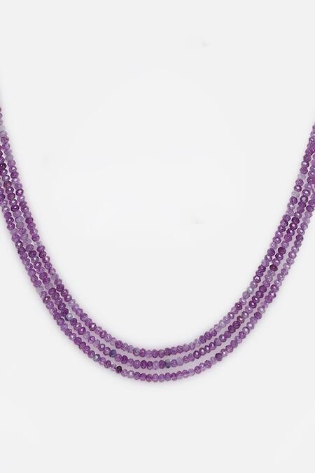 Dugran By Dugristyle_Purple Gold Plated Layered Necklace With Stones _Online_at_Aza_Fashions