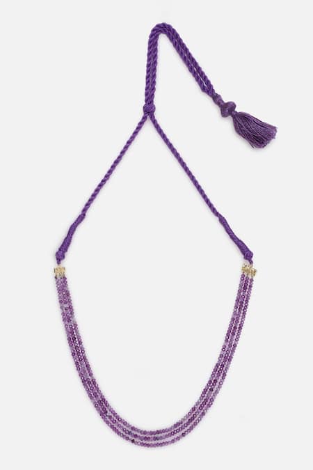 Shop_Dugran By Dugristyle_Purple Gold Plated Layered Necklace With Stones _Online_at_Aza_Fashions
