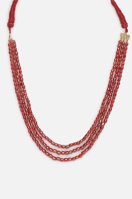Buy Dugran By Dugristyle Gold Plated Stones Red Natural Layered Necklace Online at Aza Fashions Buy_Dugran By Dugristyle_Gold Plated Stones Red Natural Layered Necklace _Online_at_Aza_Fashions