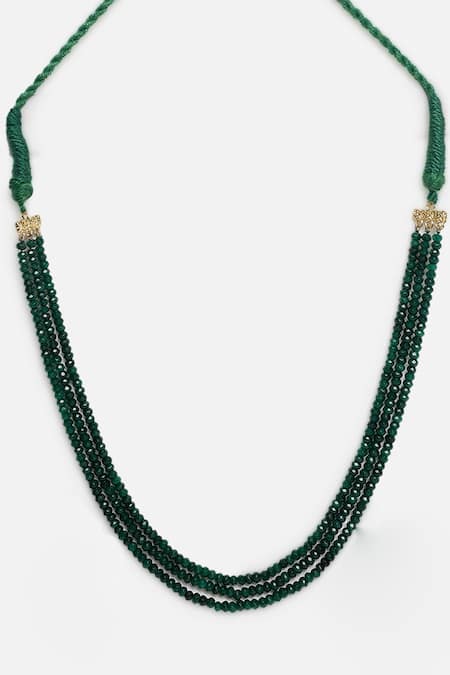 Dugran By Dugristyle Gold Plated Green Stone Layered Necklace Online at Aza Fashions Dugran By Dugristyle_Gold Plated Green Stone Layered Necklace _Online_at_Aza_Fashions