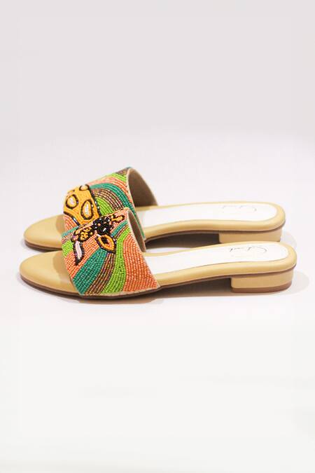 Buy Soleart Multi Color Beads Embroidered Goofy Giraffe Heels Online at Aza Fashions Buy_Soleart_Multi Color Beads Embroidered Goofy Giraffe Heels_Online_at_Aza_Fashions