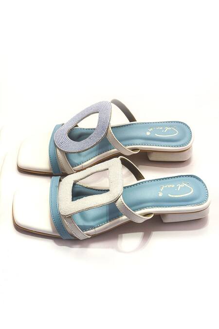 Soleart Blue Beads Color Block Heels Online at Aza Fashions Soleart_Blue Beads Color Block Heels_Online_at_Aza_Fashions