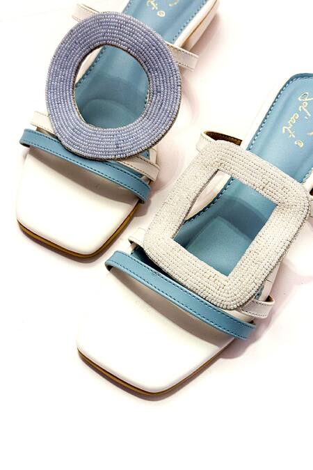 Buy Soleart Blue Beads Color Block Heels Online at Aza Fashions Buy_Soleart_Blue Beads Color Block Heels_Online_at_Aza_Fashions