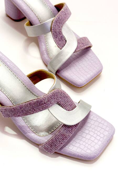 Buy_Soleart_Purple Beads Lavender Link Embroidered Heels_Online_at_Aza_Fashions