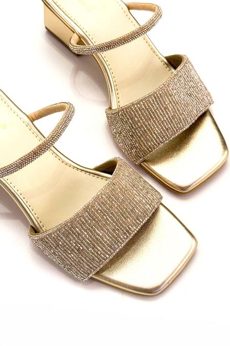 Soleart Rose Gold Beads, Rhinestones Embellished Heels Online at Aza Fashions Soleart_Rose Gold Beads, Rhinestones Embellished Heels_Online_at_Aza_Fashions