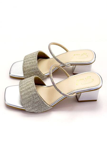 Soleart_Silver Beads, Rhinestones And Embellished Heels_Online_at_Aza_Fashions