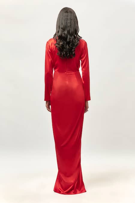 Emblaze Swarovski Embellished Draped Maxi Dress 