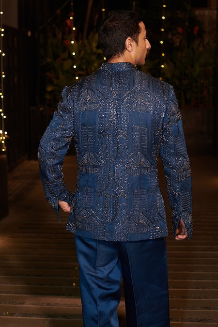 Jigar & Nikita Geometric Embroidered Jacket Set 