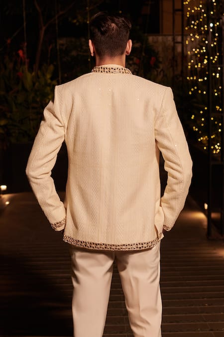 Jigar & Nikita Mirror Embroidered Jacket Kurta Set 